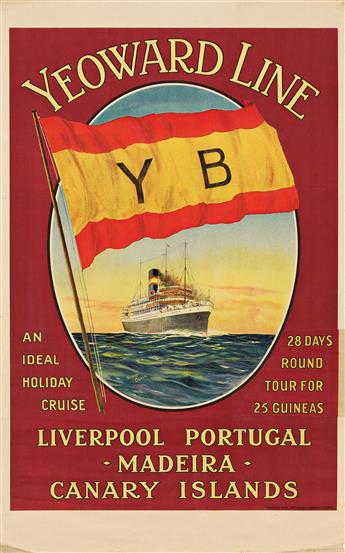 RICHARD OLIVER (DATES UNKNOWN). YEOWARD LINE / AN IDEAL HOLIDAY CRUISE. Circa 1920. 39¾x27 inches, 101x68½ cm. T. Forman & Sons, London          